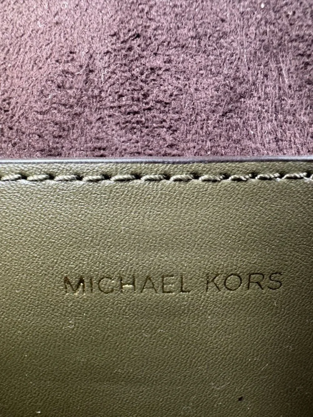 Michael Kors Jet Set Green Signature Crossbody Bag With Gold Chain & Logo Accent